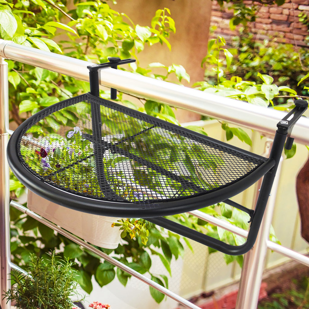  Semi-Circular Attachable Balcony Hanging Coffee Table Adjustable Side Metal Table