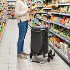 3-in-1 Einkaufstrolley Klappbar mit Sitz 40L Kapazität Duneklgrau