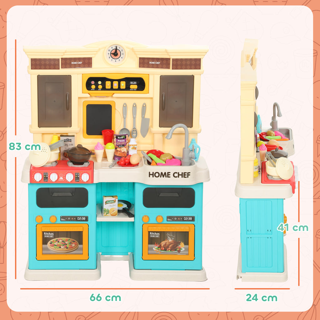 Spielk¨¹che mit flie?endem Wasser, 85-teiliges Zubeh?r, elektrischer Wasserhahn, Lichter, Ger?usche, f¨¹r Kinder von 3-6 Jahren, Kunststoff, Gr¨¹n