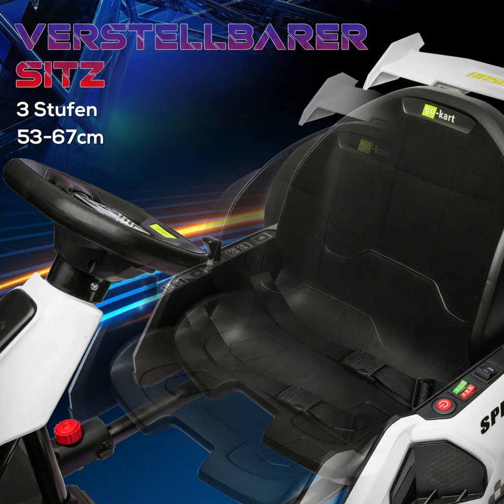 24 V Elektro Go-Kart für Kinder Drift-Funktion für 6-12 Jahre Weiß