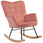 Schaukelstuhl, Relaxsessel, Schaukelsessel, belastbar bis 120 kg, Polyester, 98 x 71 x 101 cm, Rosa
