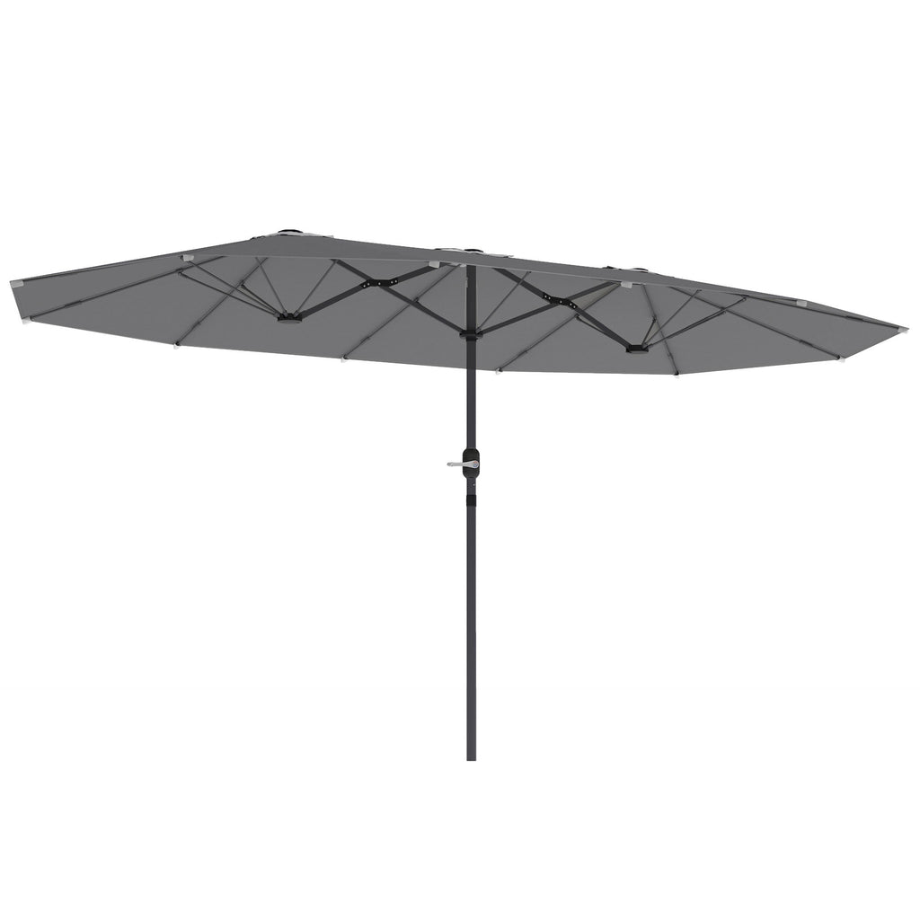 Doppelsonnenschirm 436 x 260 cm, UV Schutz Stahl Sonnenschirm mit Handkurbel, oval Dunkelgrau