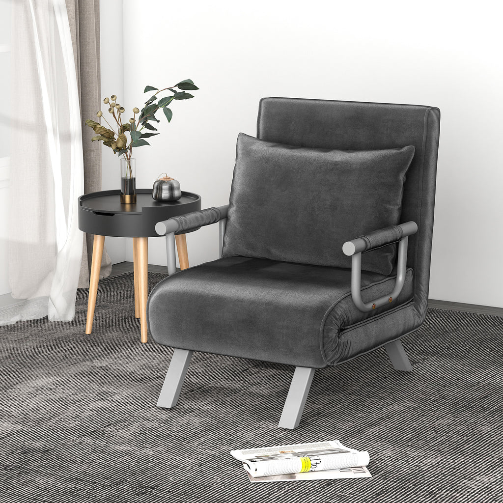 Relaxsessel Liegesessel Sessel, Liegefunktion, Gästebett, 65 cm x 69 cm x 80 cm, Grau