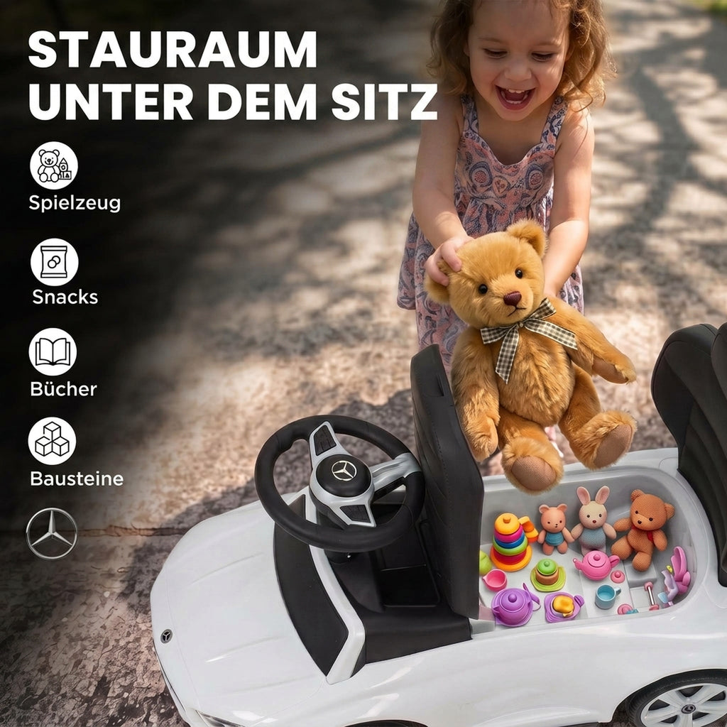 3-in-1 Rutschauto mit Schiebstange Mercedes-Benz Weiß