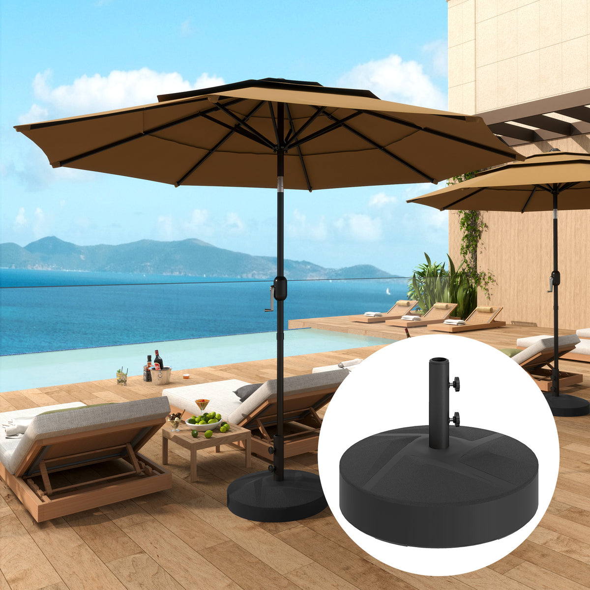 Sonnenschirmst?nder bis 30 kg bef¨¹llbar Schirmst?nder Rund Schirmhalter f¨¹r Sonnenschirm 36/38/48mm Schwarz