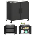Gartenschrank mit Pflanztisch Geräteschuppen mit Edelstahl Arbeitsplatte abnehmbar Regal magnetisch Doppeltür Rolle