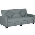 Sofabett, verstellbare 3-Sitzer-Couch mit Bettfunktion, Schlafsofa mit ausziehbarem Bett, Kissen, Grau