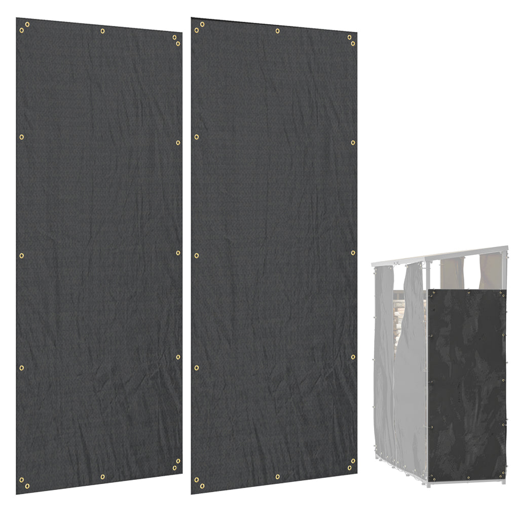 Abdeckung f¨¹r Brennholzregal, 2er-Set, wetterfest & staubdicht, 148 x 62 cm, Schwarz