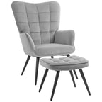 Relaxsessel mit Ottomane Sessel mit Fußhocker, 2-teiliges Set, Grau