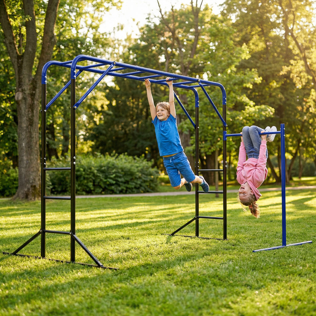 Klettergerüst Outdoor Kletterturm mit Turnstange Klimmzugstange für 3-8 Jahre Kinder bis 150kg 250x190x180 cm Schwarz