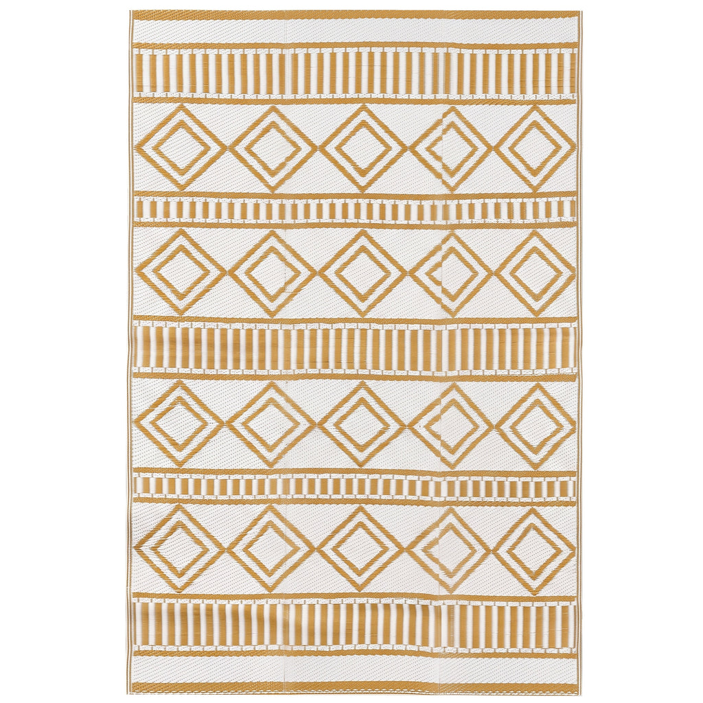 Outdoorteppich Terrassenteppich, wetterbest?ndig, modernes Design, 121 cm x 182 cm x 0,3 cm, Gr¨¹n + Creme