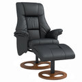 Relaxsessel mit Ottomane, Sessel mit Fußhocker, verstellbare Rückenlehne, 77 cm x 89 cm x 110 cm, Schwarz