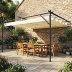 Terrassendach Pergola ca. 4x3m Terrassenüberdachung mit Verstellbares Dach, Wandmontage UV 30+ Cremeweiß