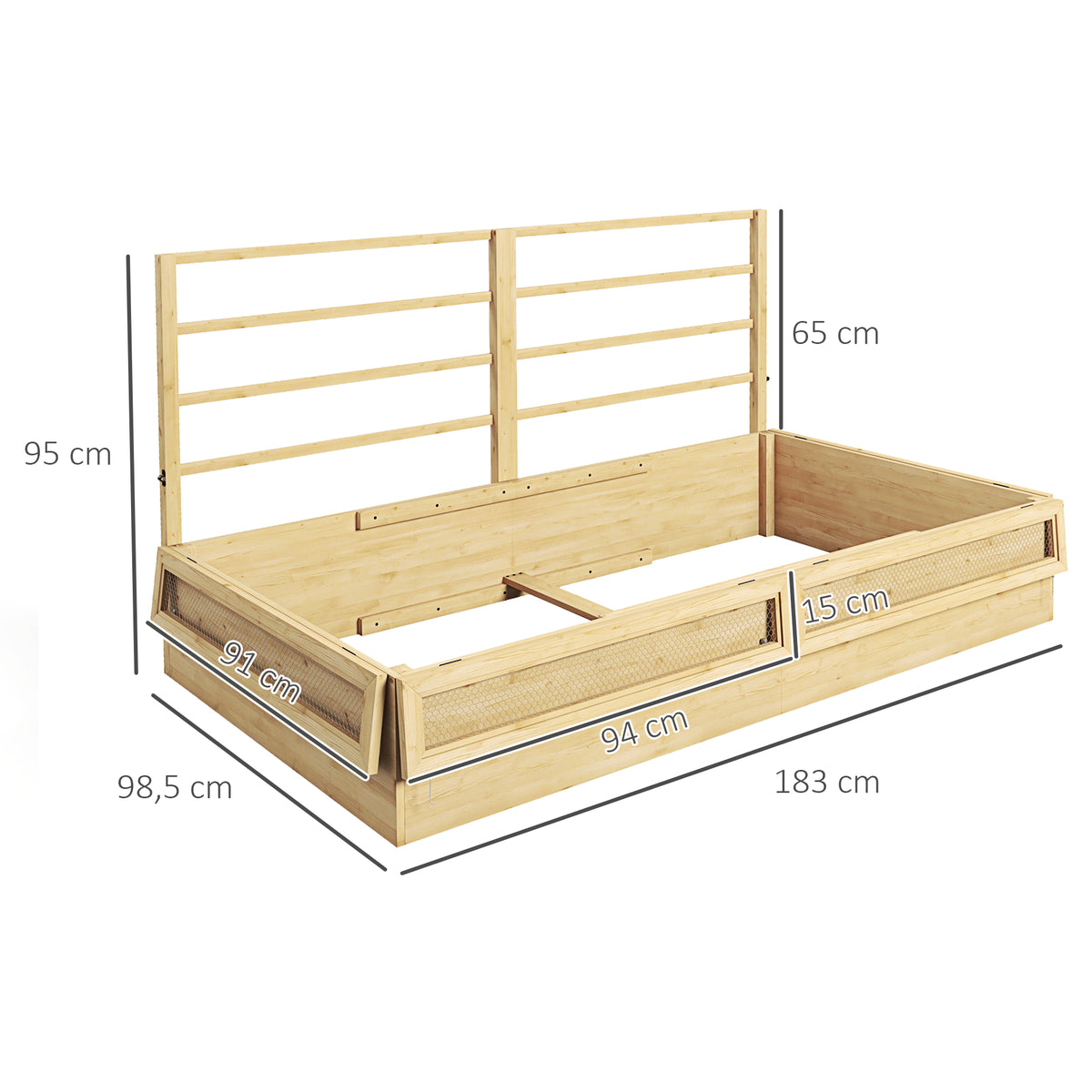 Hochbeet Pflanzkasten Kr?uterbeet, wetterbest?ndig, 1 Spalier, 183 x 98,5 x 95?cm, Natur