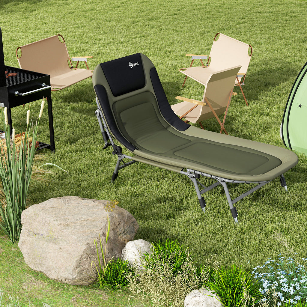 Campingliege Campingbett Feldbett, 200 x 85 x 40-55 cm, Grün