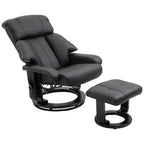 Relaxsessel mit Hocker, drehbarer Fernsehsessel mit Massagefunktion, Liegefunktion, Massagesessel mit Fernbedienung, Seitentasche, Ruhesessel aus Kunstleder für Wohnzimmer Schwarz