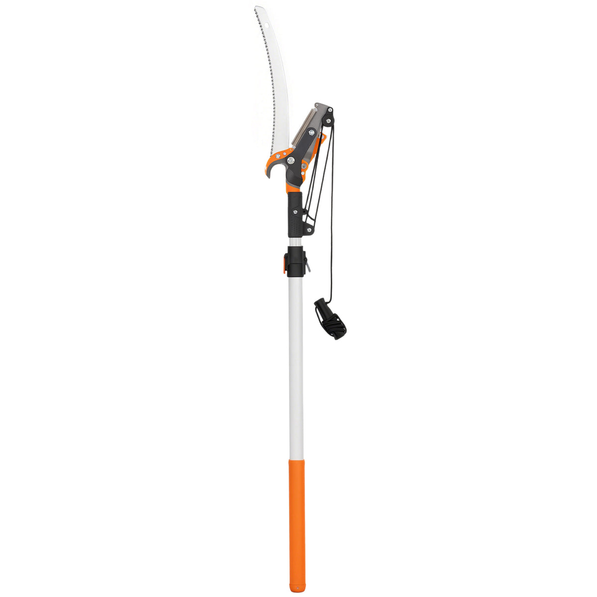 2-in-1 Astsäge mit integrierter Astschere Baumsäge mit Teleskopstiel 135/172/199 cm für hohe Äste Orange
