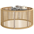 Beistelltisch aus Polyrattan Kaffeetisch mit gehärteter Glasplatte Gartentisch mit Stahlrahmen 70 x 70 x 33 cm Braun