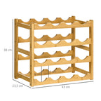 Weinregal aus Bambus f¨¹r 16 Weinflaschen, 4 Regale, 43 cm x 23,5 cm x 38?cm Natur
