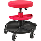 Werkstatthocker mit Rollen Tabletts höhenverstellbar 40-51cm Rollhocker bis 135 kg belastbar Rot