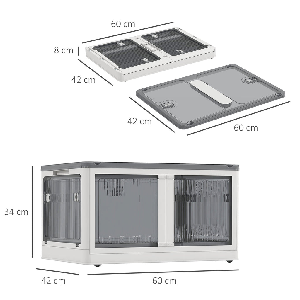Aufbewahrungsbox, 3er-Set, klappbar, mit Rollen, 60 x 42 x 34 cm, Wei?