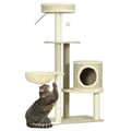 Kratzbaum Katzenbaum, 1 Katzenbett, 1 Katzenhöhle, 2 Liegeflächen, 124 cm x 59 cm x 40cm +Beige