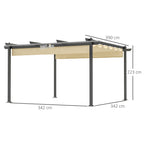 Verstellbare Garten-Pergola, Pavillon mit Aluminium-Rahmen, Outdoor-Baldachin, für Garten, Balkon, Terrasse, Beige