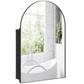 Bathroom Mirror Cabinet with Mirror, Arched Wall Mounted Bathroom Cabinet with Storage Shelves, Black