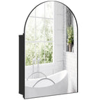 Bathroom Mirror Cabinet with Mirror, Arched Wall Mounted Bathroom Cabinet with Storage Shelves, Black