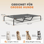 Hundeliege Outdoor, Erh?htes Hundebett f¨¹r gro?e Hunde, mit Waschbares Mesh Stahlrahmen, 152 x 94 x 23 cm, Grau