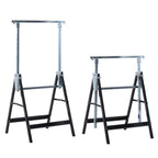 2er Set Arbeitsbock Belastbarkeit bis 200 kg klappbar Sägebock höhenverstellbar 80-130 cm Gerüstbock aus Stahl Unterstellbock Klappbock Stützbock Schwarz