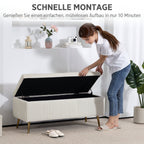 Sitzbank mit Stauraum, Polsterbank mit Samtoptik, Goldene Stahlbeine, Bettbank für Wohnzimmer