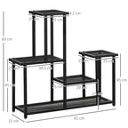 Pflanzenregal mit 4 Regalen, wetterbest?ndig, Blumentreppe, 91 cm x 25 cm x 83 cm, Schwarz