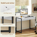 High Gloss Work Table, with Drawers - White