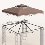 3x3 m Double-Tier Canopy Top Replacement-Coffee