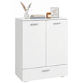 Modernes Sideboard, freistehender Aufbewahrungsschrank mit Schublade und verstellbarem Einlegeboden, Weiß