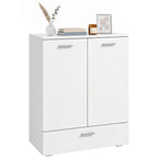 Modernes Sideboard, freistehender Aufbewahrungsschrank mit Schublade und verstellbarem Einlegeboden, Weiß