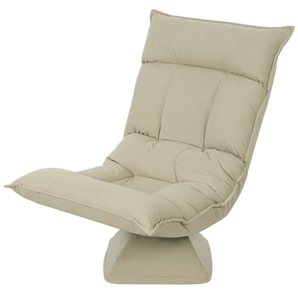 Bodensessel mit 5-fach verstellbarer R¨¹ckenlehne, drehbar, moderner Polsterstuhl, Beige