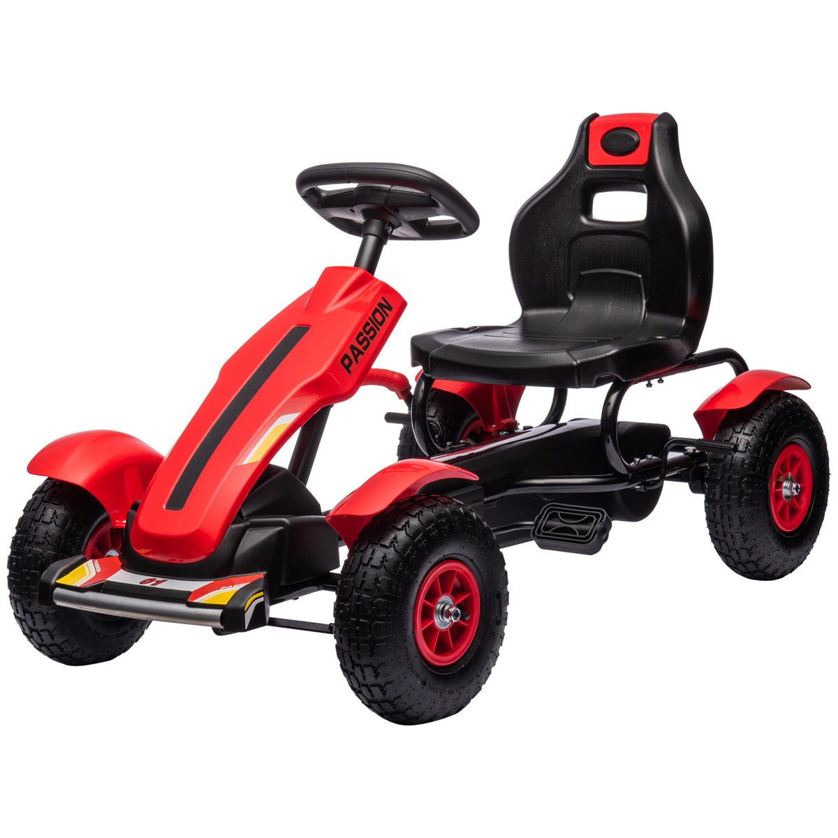 Gokart Tretauto mit Handbremse, verstellbarem Sitz, Vor- und Rückwärtsgang, bis 50kg für Kinder 5-12 Jahren Rot