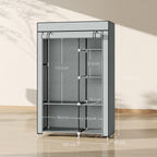 Fabric Wardrobe w/ Shelves Hanging Rail Foldable Wardrobe Light Grey