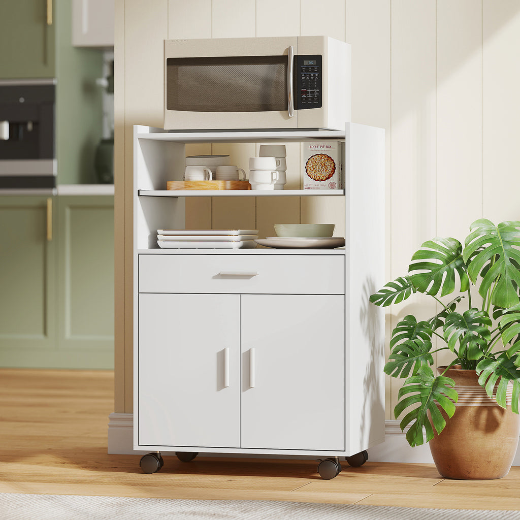 Mikrowellenschrank, Regal, Doppelt¨¹rschrank, Schublade, Rollen, Wei?