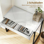 High Gloss Work Table, with Drawers - White