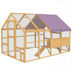 Hühnerstall Holz mit Freilauf, Sicherheitsschloss, Tür, 4 Nistkasten, für 8-12 Hühner, ca. 2,8 x 1,8 x 1,9 m, Gelb