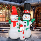 Aufblasbar Schneemann Familie, 1,8 m Weihnachtsdeko mit LED-Beleuchtung für Innen- und Außenbereich