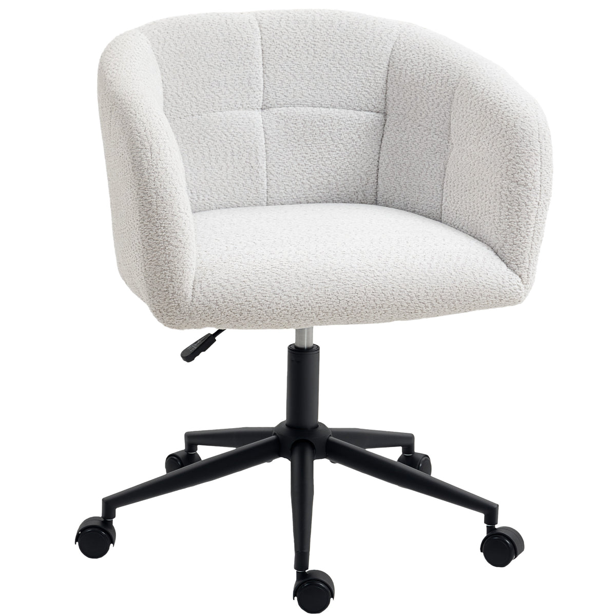 Gepolsterter B¨¹rostuhl mit Pl¨¹schbezug, Wannen-Design, rollbarer Schreibtischstuhl, Stahlbasis, Creme+Schwarz