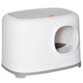  Katzenklo mit Deckel Katzentoilette mit Haube Schaufel Gitterboden XXL Katzentoilette für Katzen bis 5 kg 55 x 40 x 39 cm Weiß