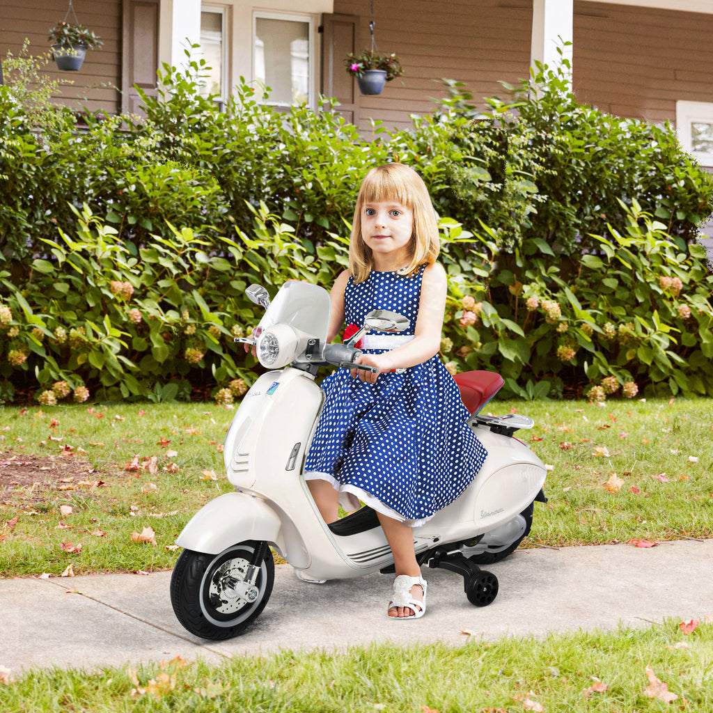 Elektro Kindermotorrad Elektromotorrad mit MP3, Musik, Scheinwerfer, Vor- und Rückwärtsgang, Kinder Elektro Motorrad für 3-6 Jahre Kinder, Weiß