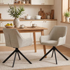 Esszimmerstühle 2er-Set, Drehbarer Küchenstuhl mit Armlehnen, Metallrahmen für Wohnzimmer, Esszimmer, Beige