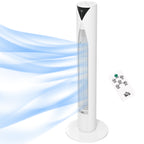 70° oszillierender Turmventilator mit Fernbedienung 4 Modi 3 Geschwindigkeiten Timer 31,5 x 31,5 x 96 cm Weiß