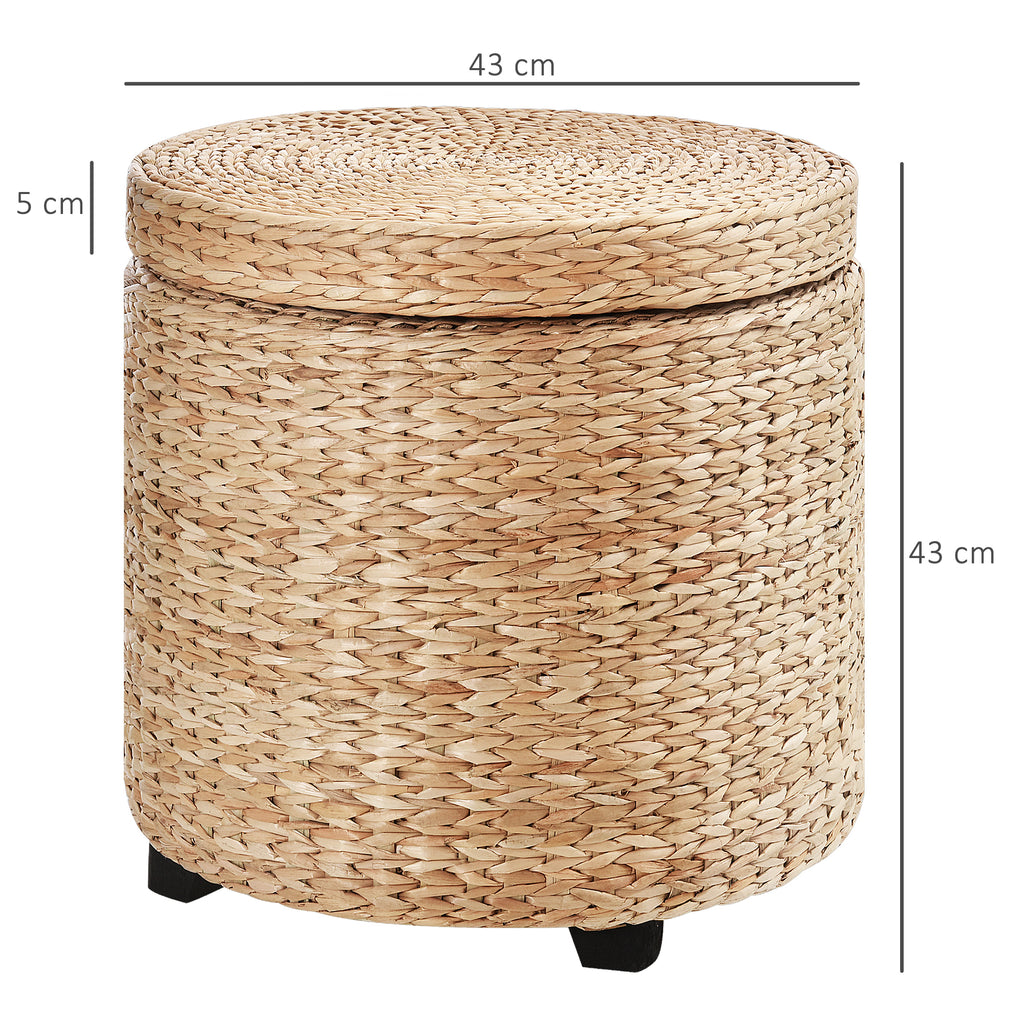 Sitzhocker mit Stauraum Hocker mit Deckel, Runder Fußhocker Sitzwürfel Aufbewahrungsbox Polsterhocker mit Beine, 43 x 43 x 43 cm Khaki